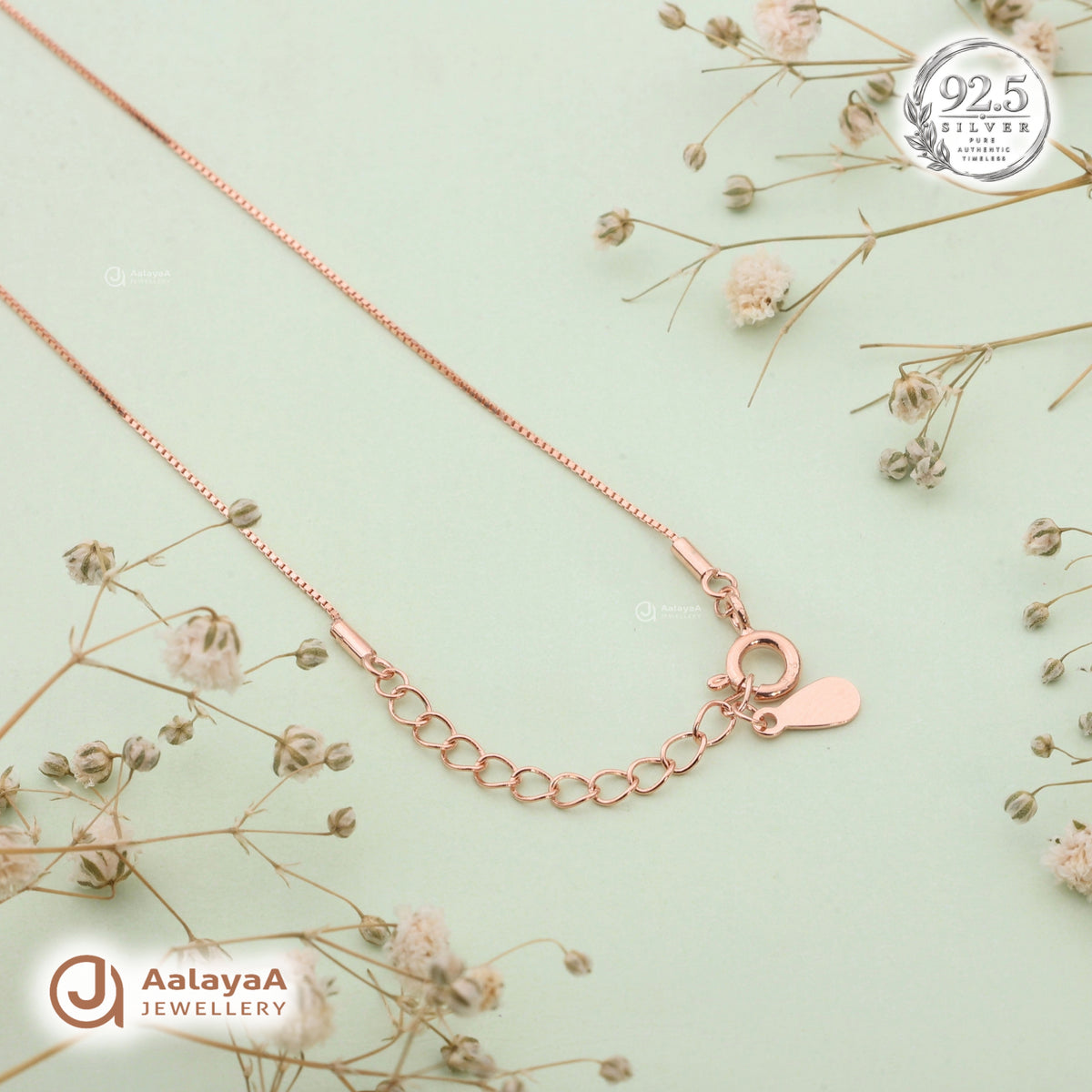 Silver Rosegold Pearl Drop Chain Pendant