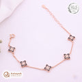 Silver Rosegold Black Clover Charm Bracelet
