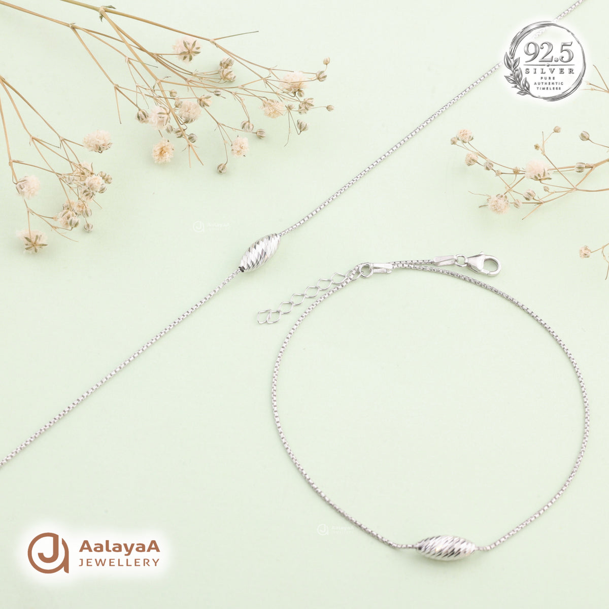Silver Twisted Oval Elegance Anklet