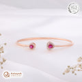 Silver Rosegold Ruby Heart Kada