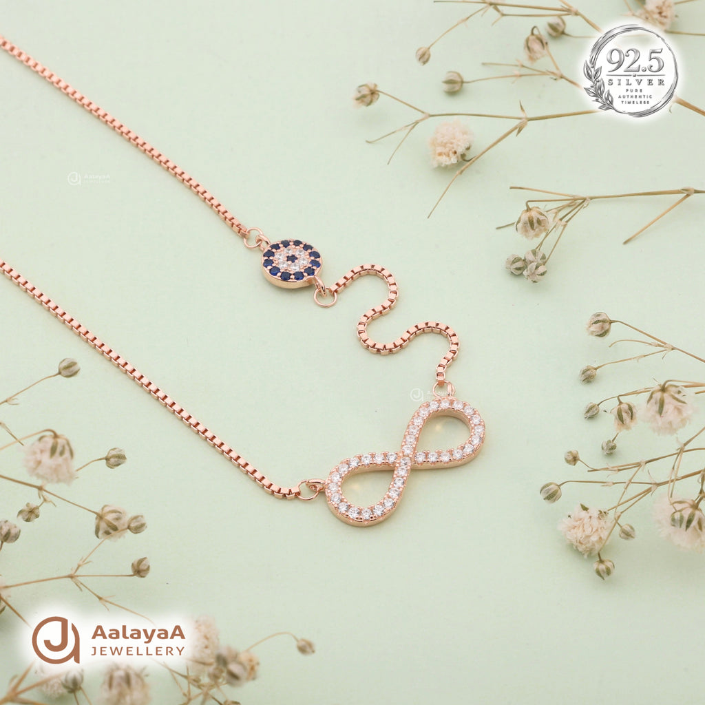 Silver Rosegold Evil Eye Infinity Chain Pendant