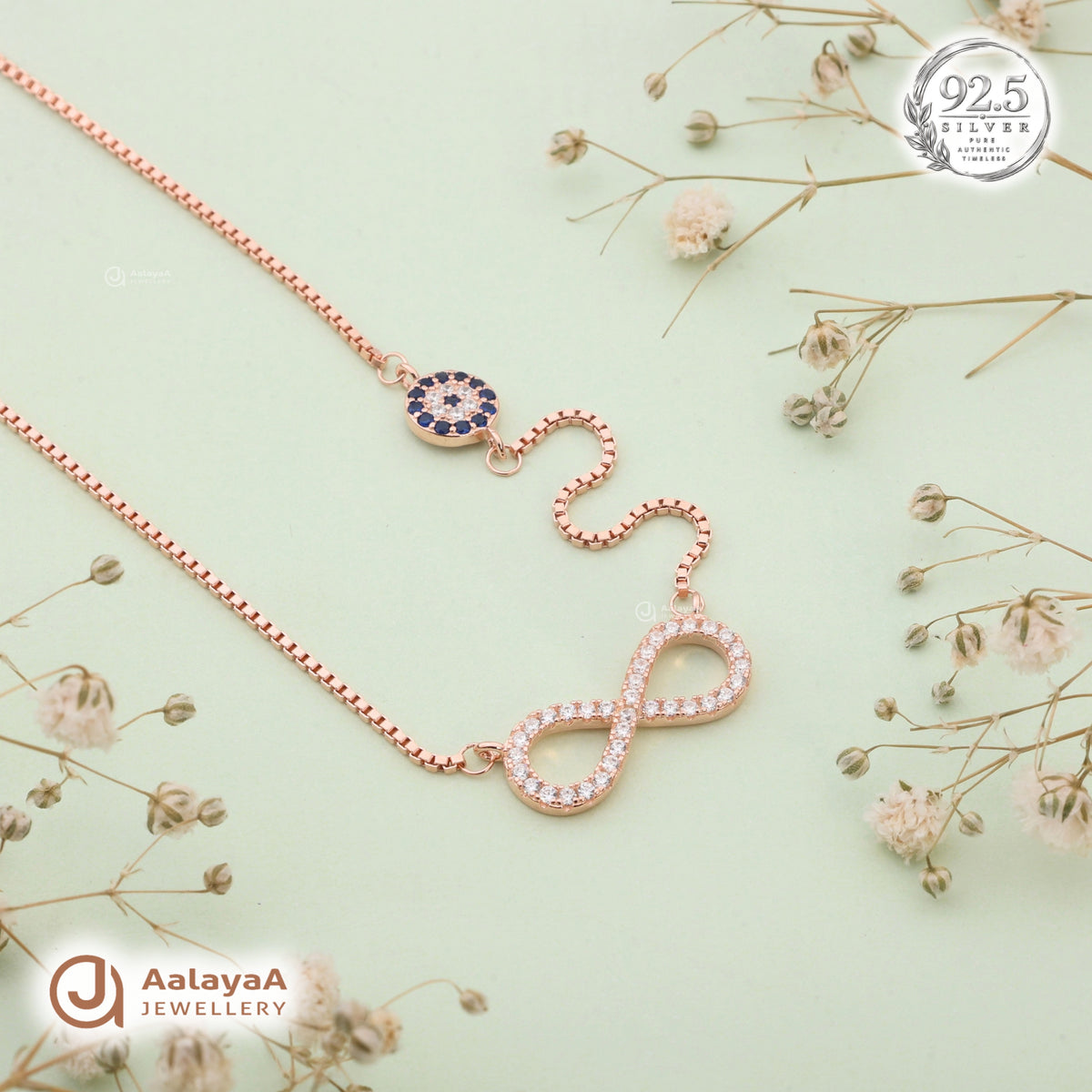 Silver Rosegold Evil Eye Infinity Chain Pendant