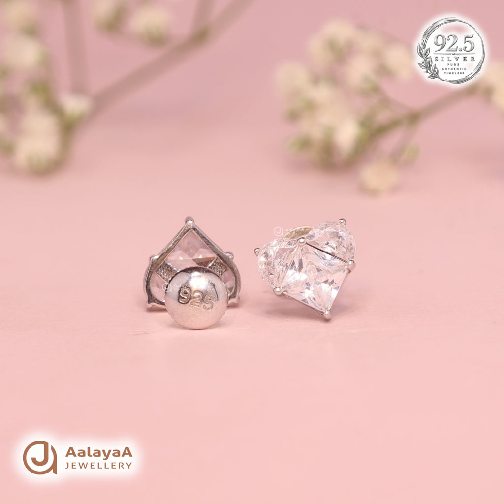 Silver Crystal Heart Earring