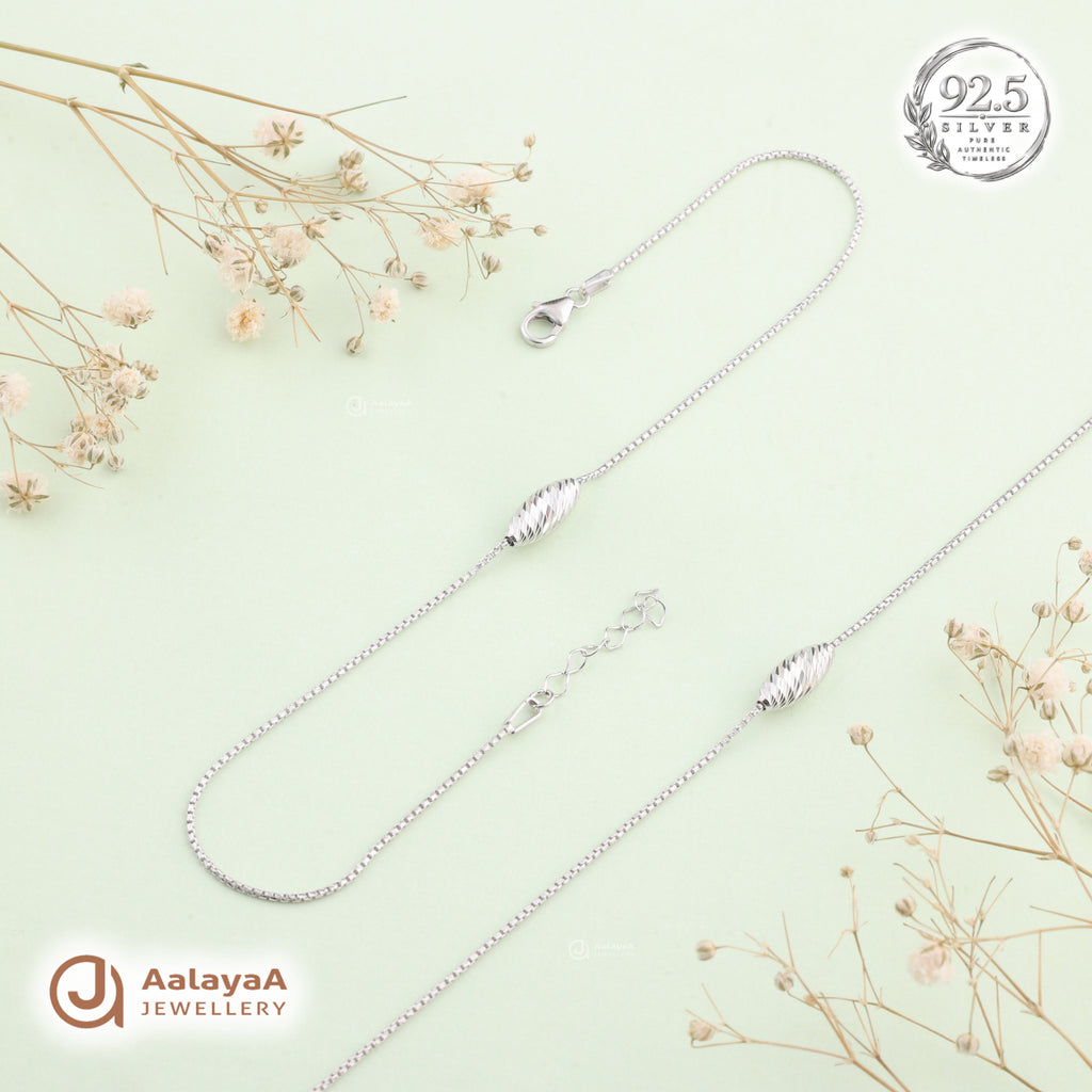 Silver Twisted Oval Elegance Anklet