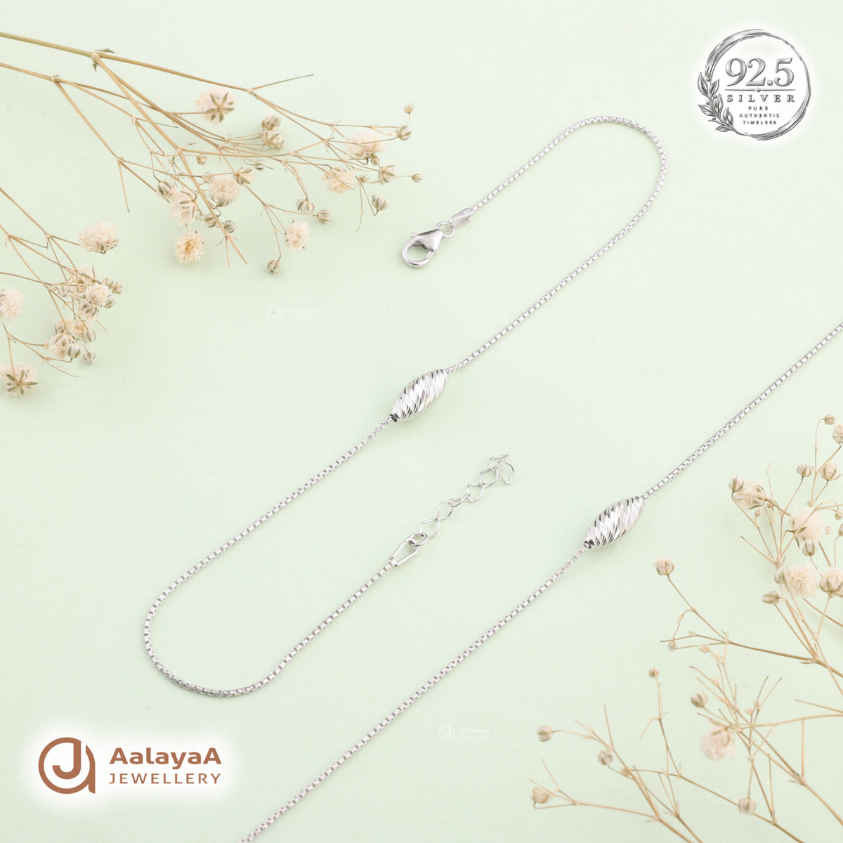 Silver Twisted Oval Elegance Anklet