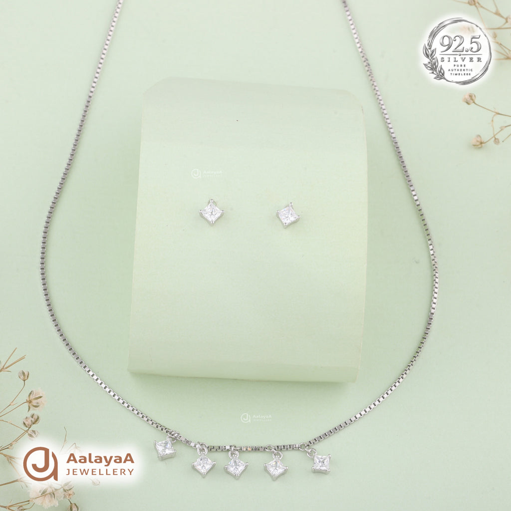 Silver Diamond Dazzle Necklace Set