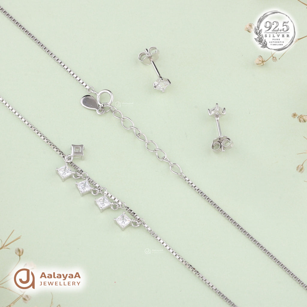 Silver Diamond Dazzle Necklace Set