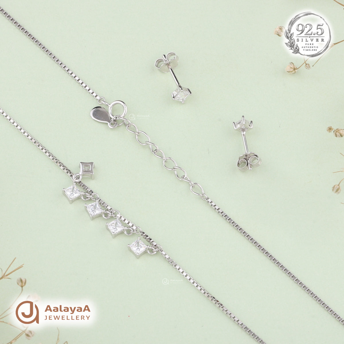 Silver Diamond Dazzle Necklace Set