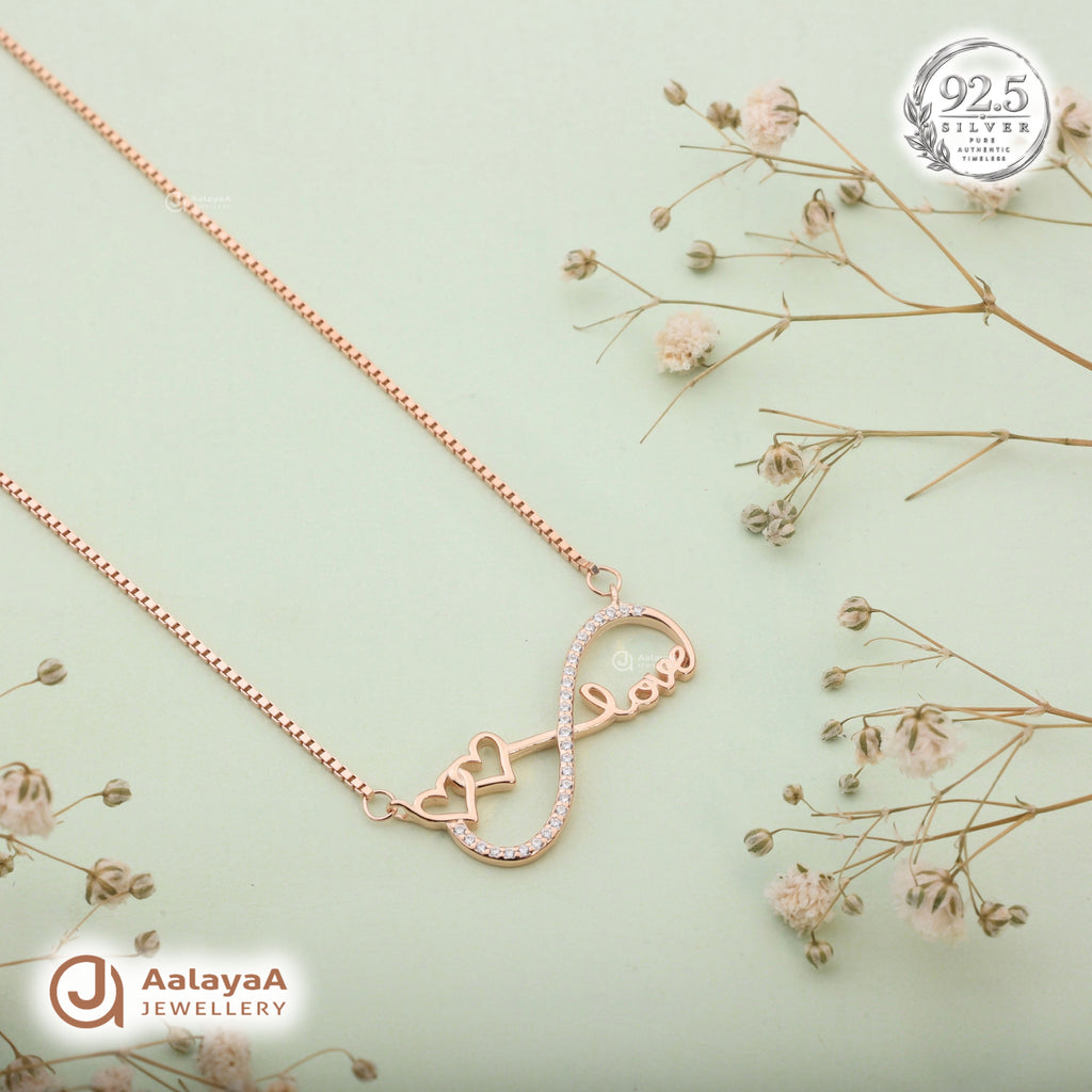 Silver Rosegold Love Infinity Chain Pendant