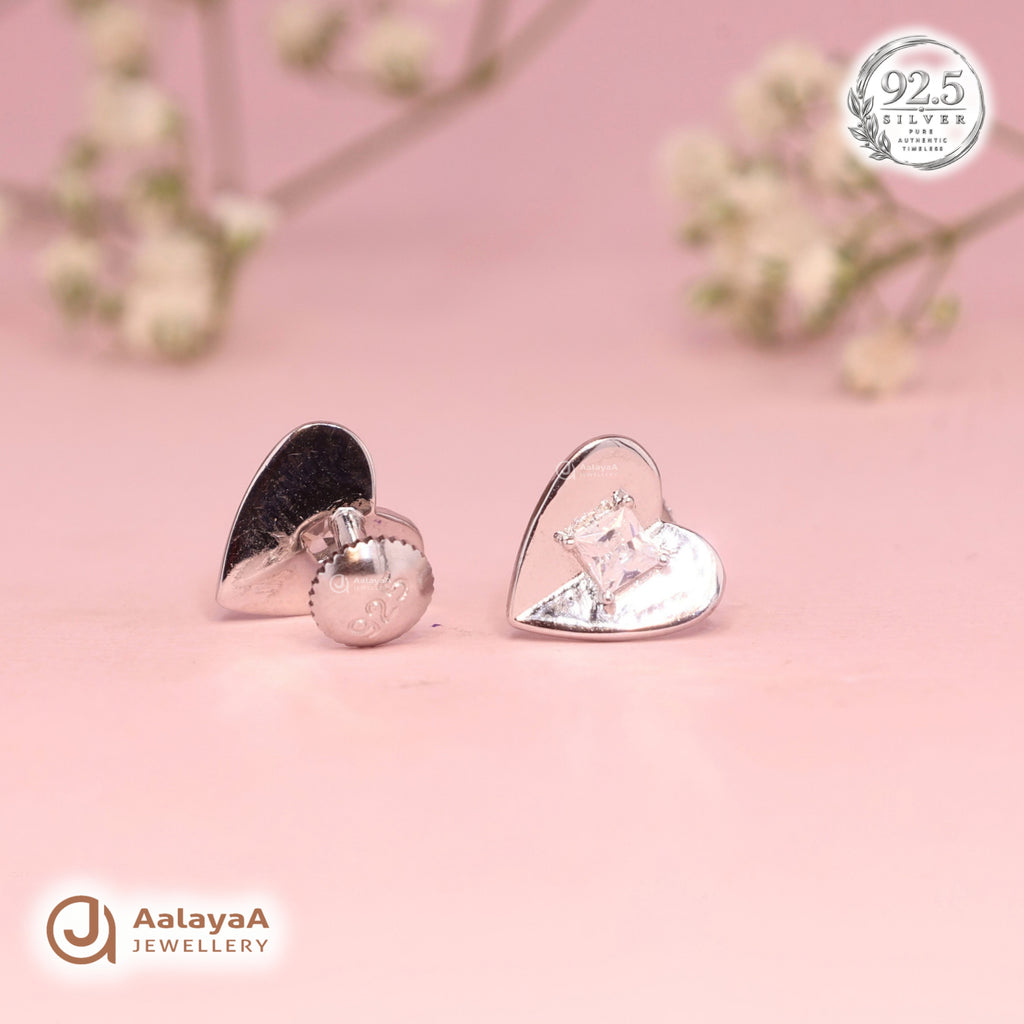 Silver Princess Heart Earring