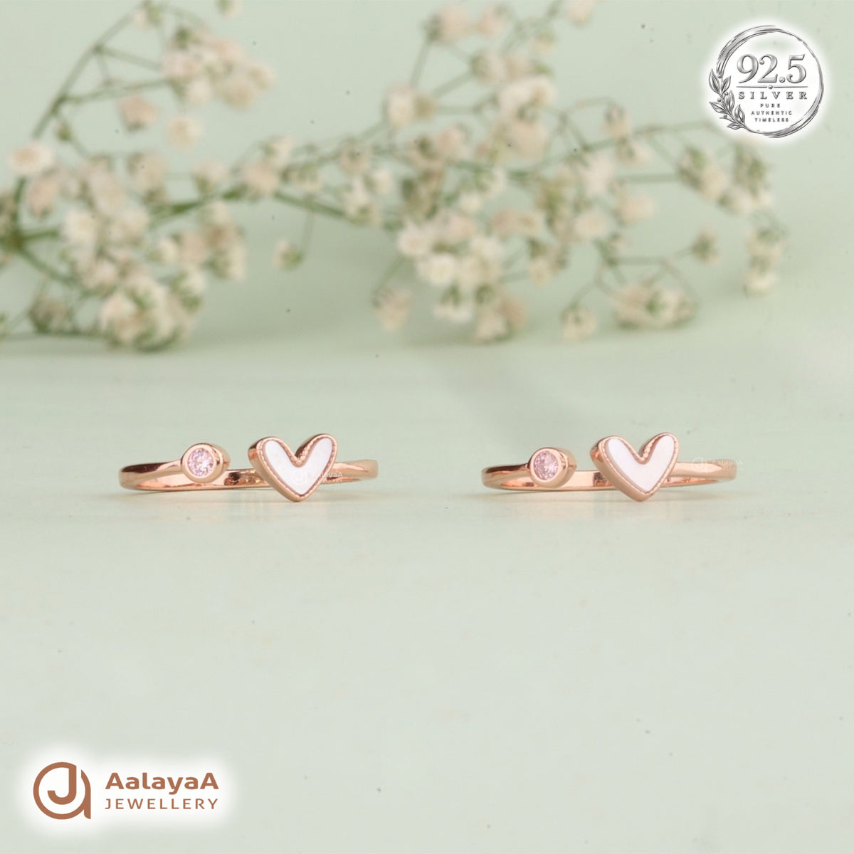 Silver Rosegold Pink Heart Toe Ring