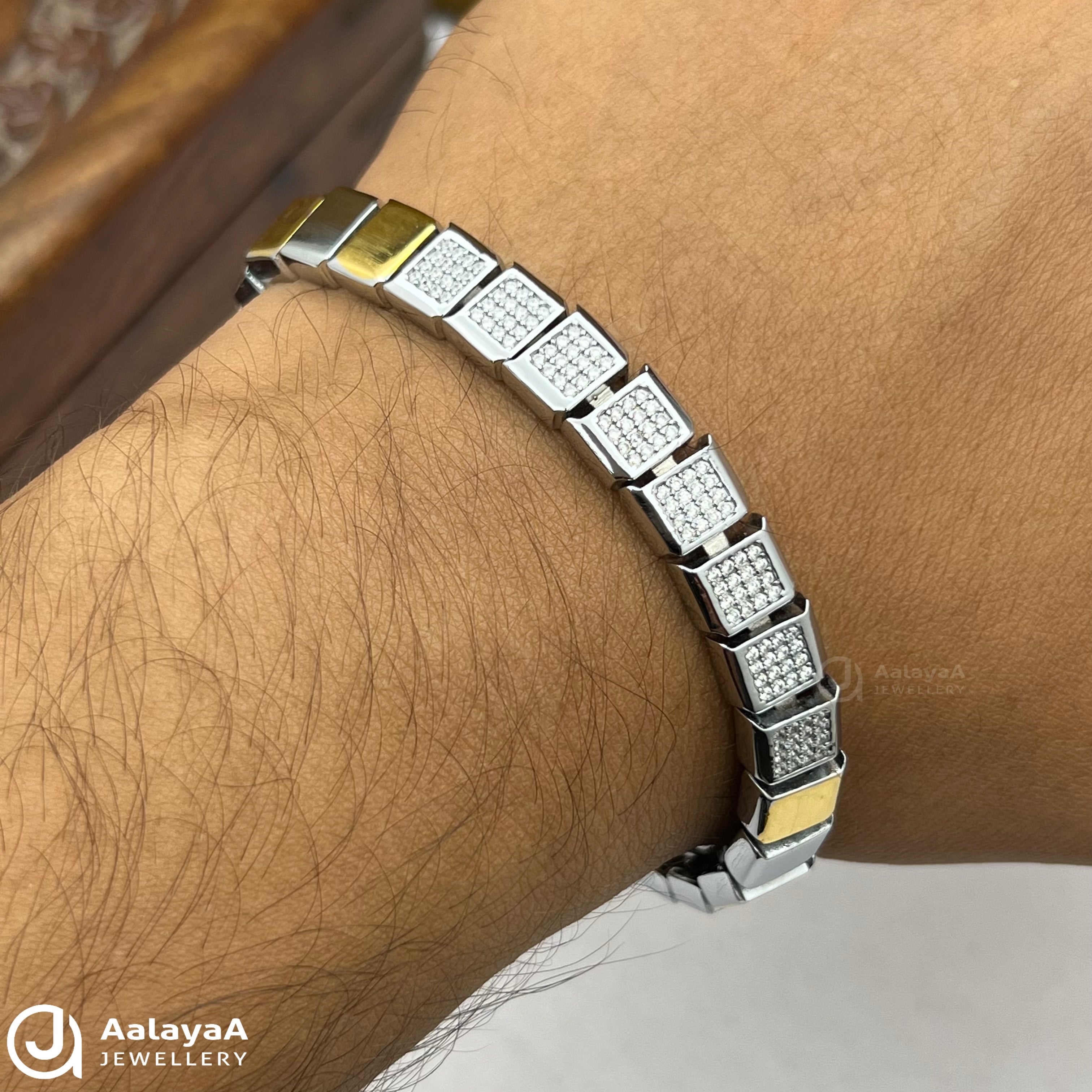 Silver Dual Tone Magnetic Therapy Bracelet