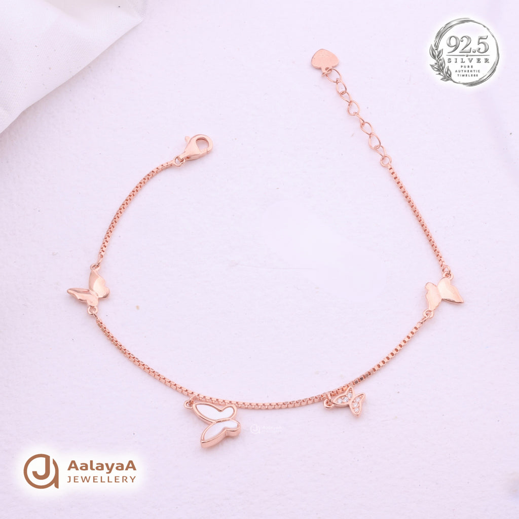 Silver Rosegold Butterfly Charm Bracelet