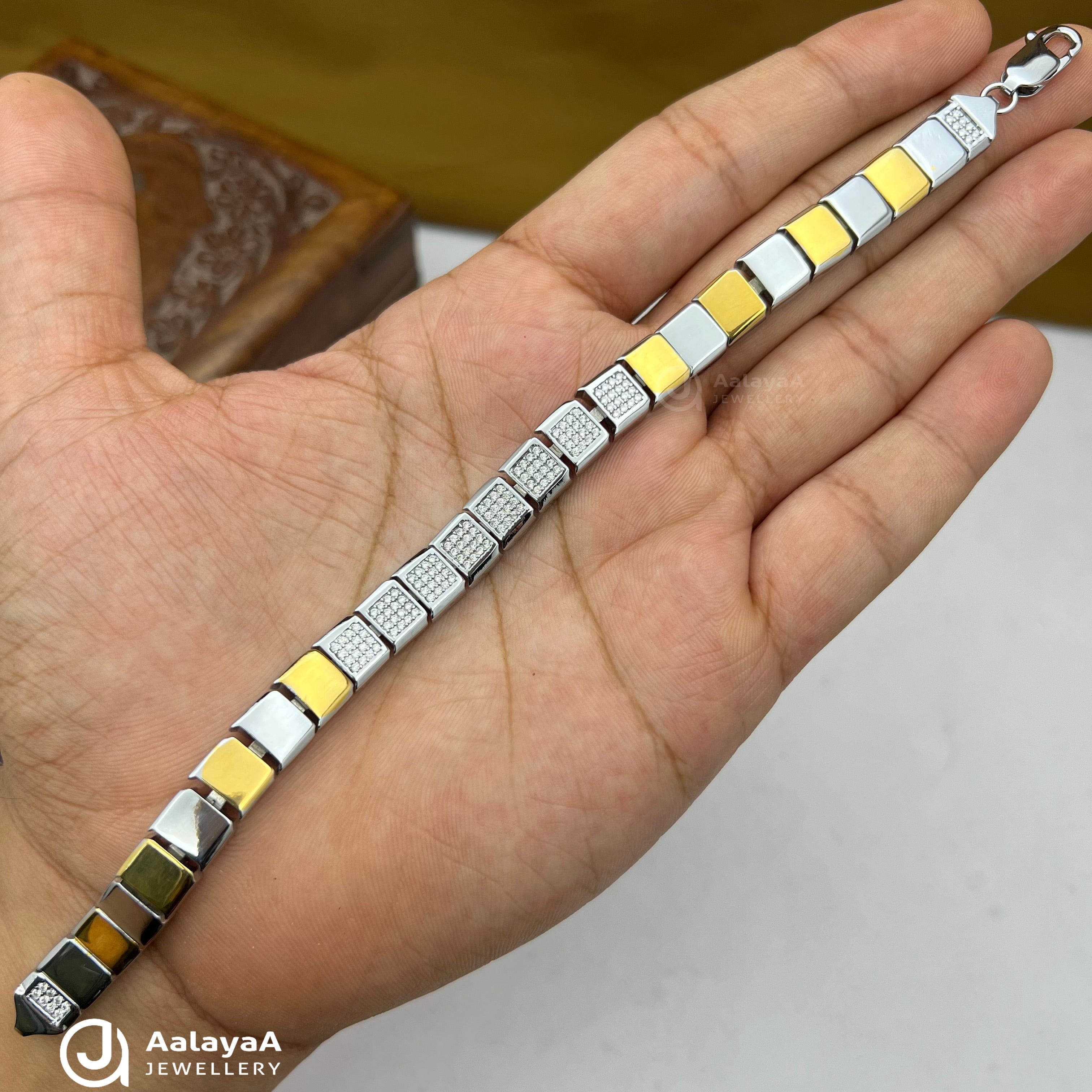 Silver Dual Tone Magnetic Therapy Bracelet