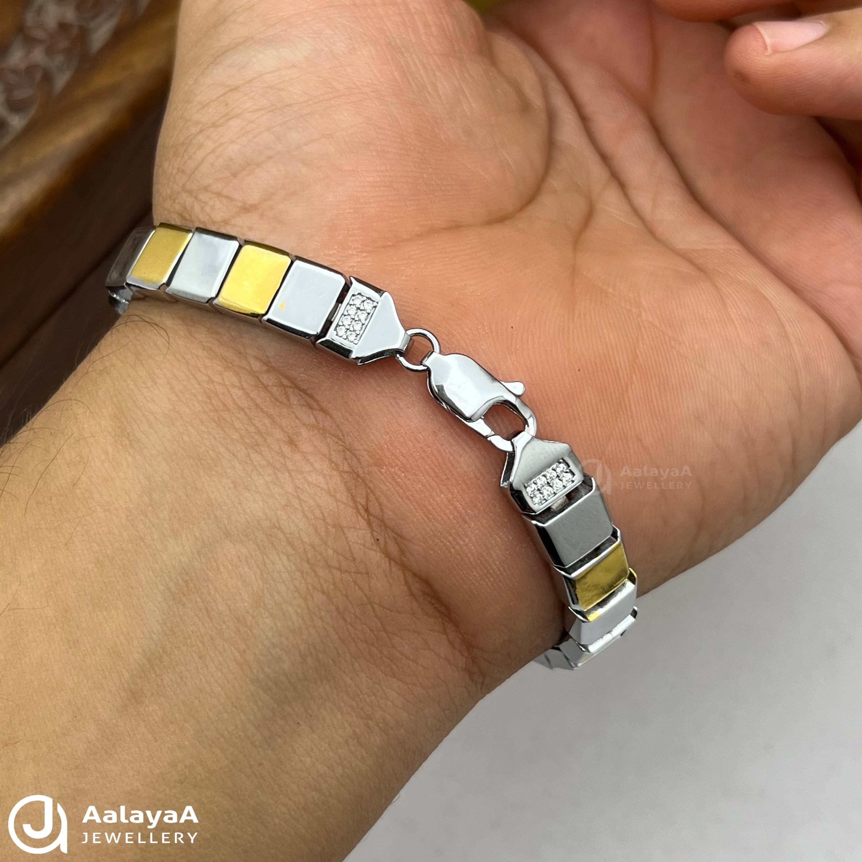 Silver Dual Tone Magnetic Therapy Bracelet