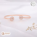 Silver Rosegold Twin Circle Crystal Kada