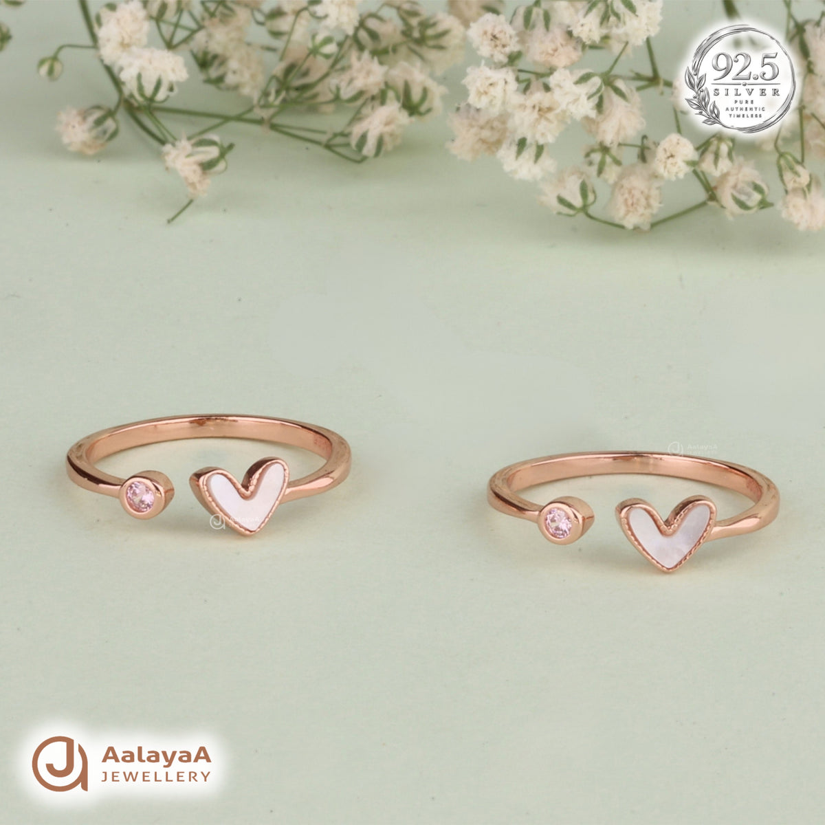 Silver Rosegold Pink Heart Toe Ring