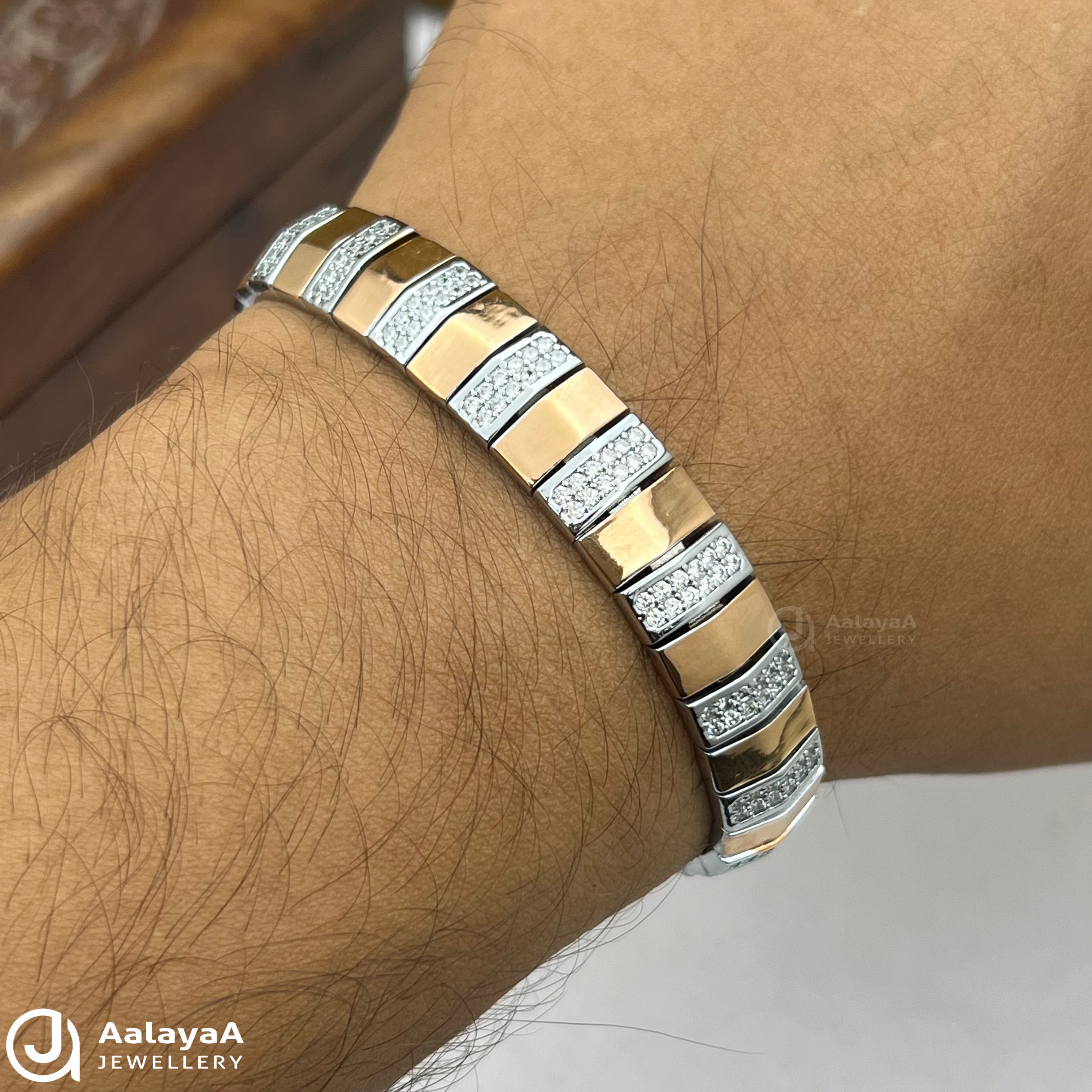 Silver Dual Tone Zircon Studded Bracelets