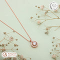 Silver Rosegold Halo Solitaire Chain Pendant