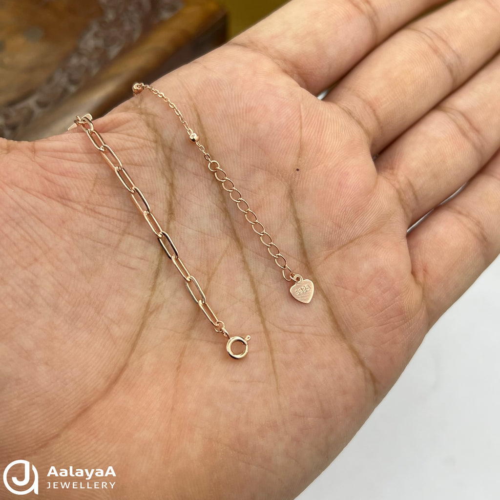 Silver Rosegold Forever Love Link Bracelet