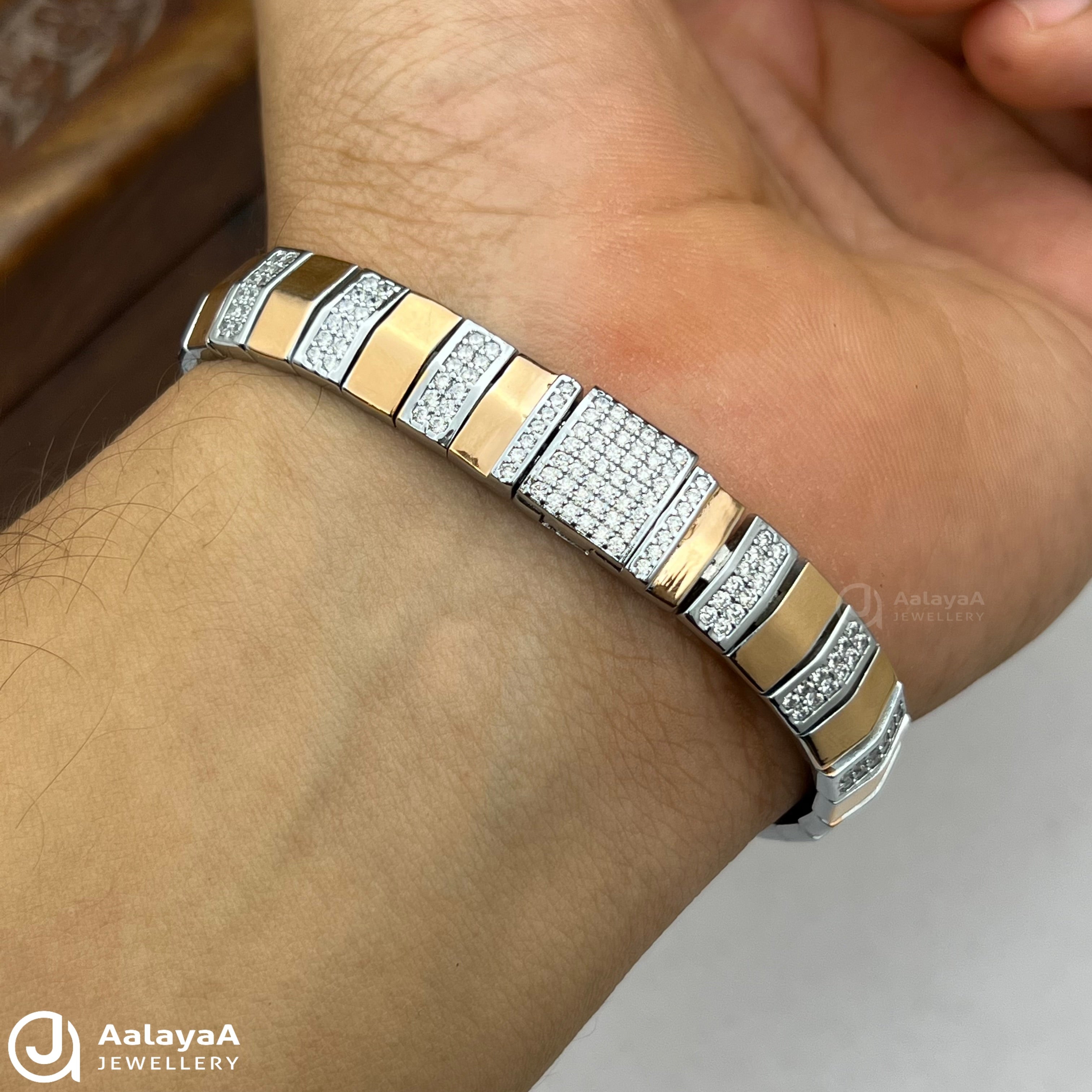Silver Dual Tone Zircon Studded Bracelets
