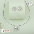 Silver Clover Charm Necklace Set