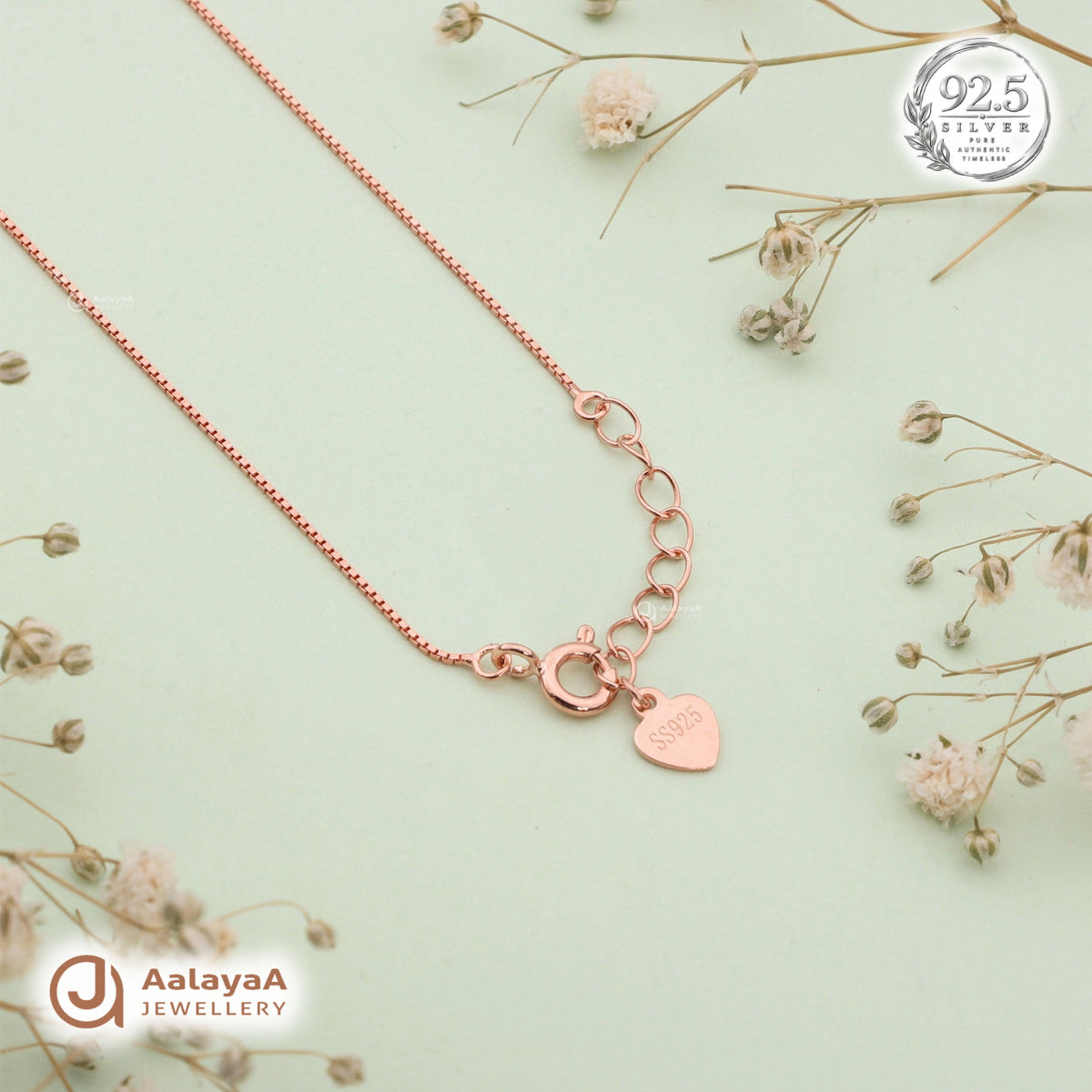 Silver Rosegold Halo Solitaire Chain Pendant