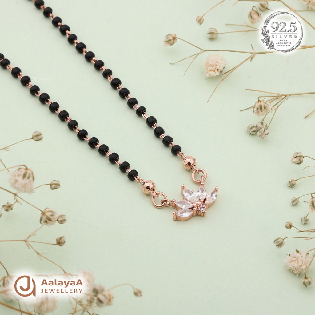 Silver Rosegold Floral Chain Pendant