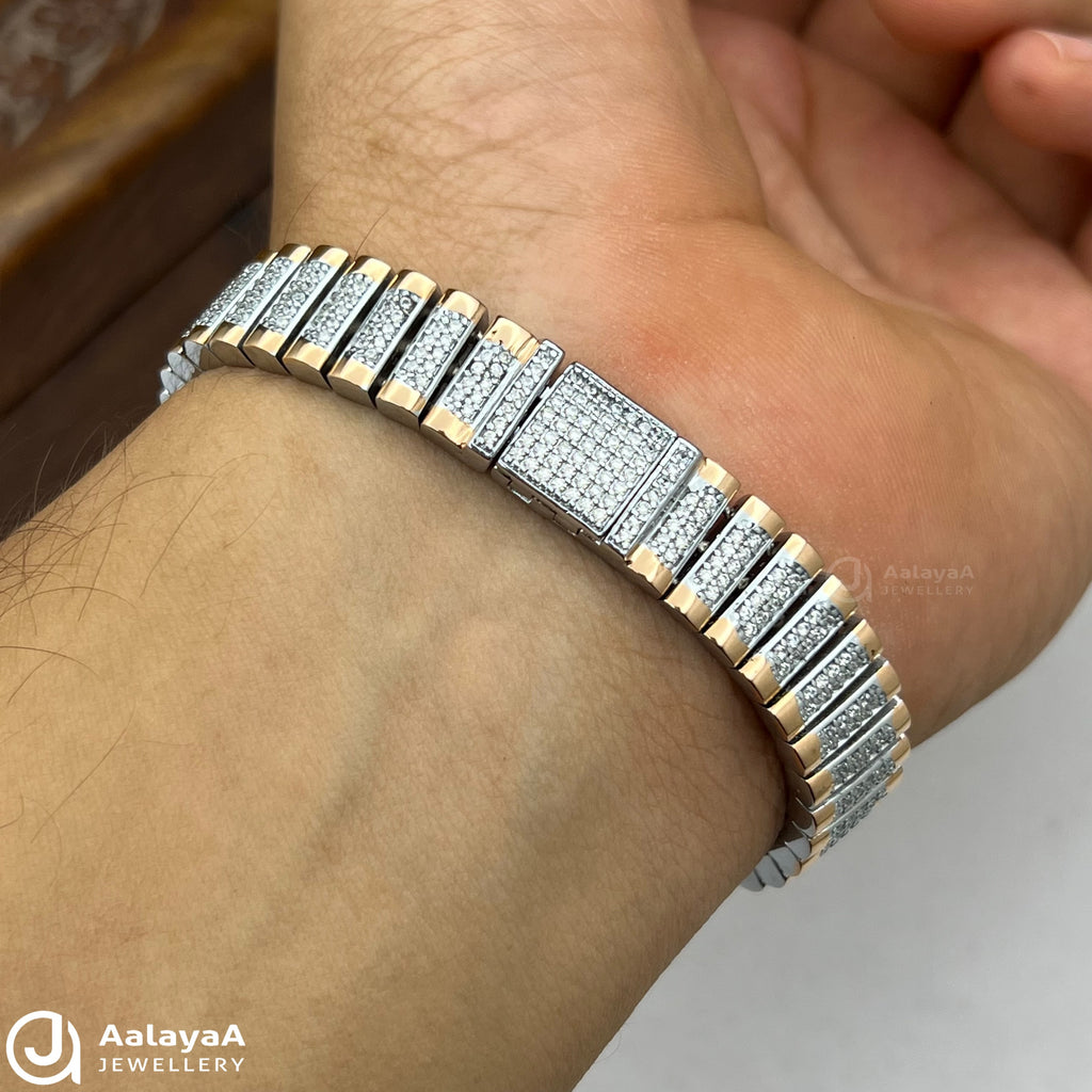 Silver Dual Tone Magnestic Warap Bracelet
