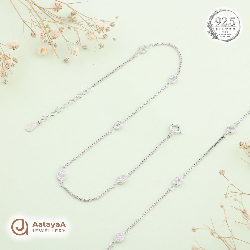 Silver Shimmering Disc Anklet