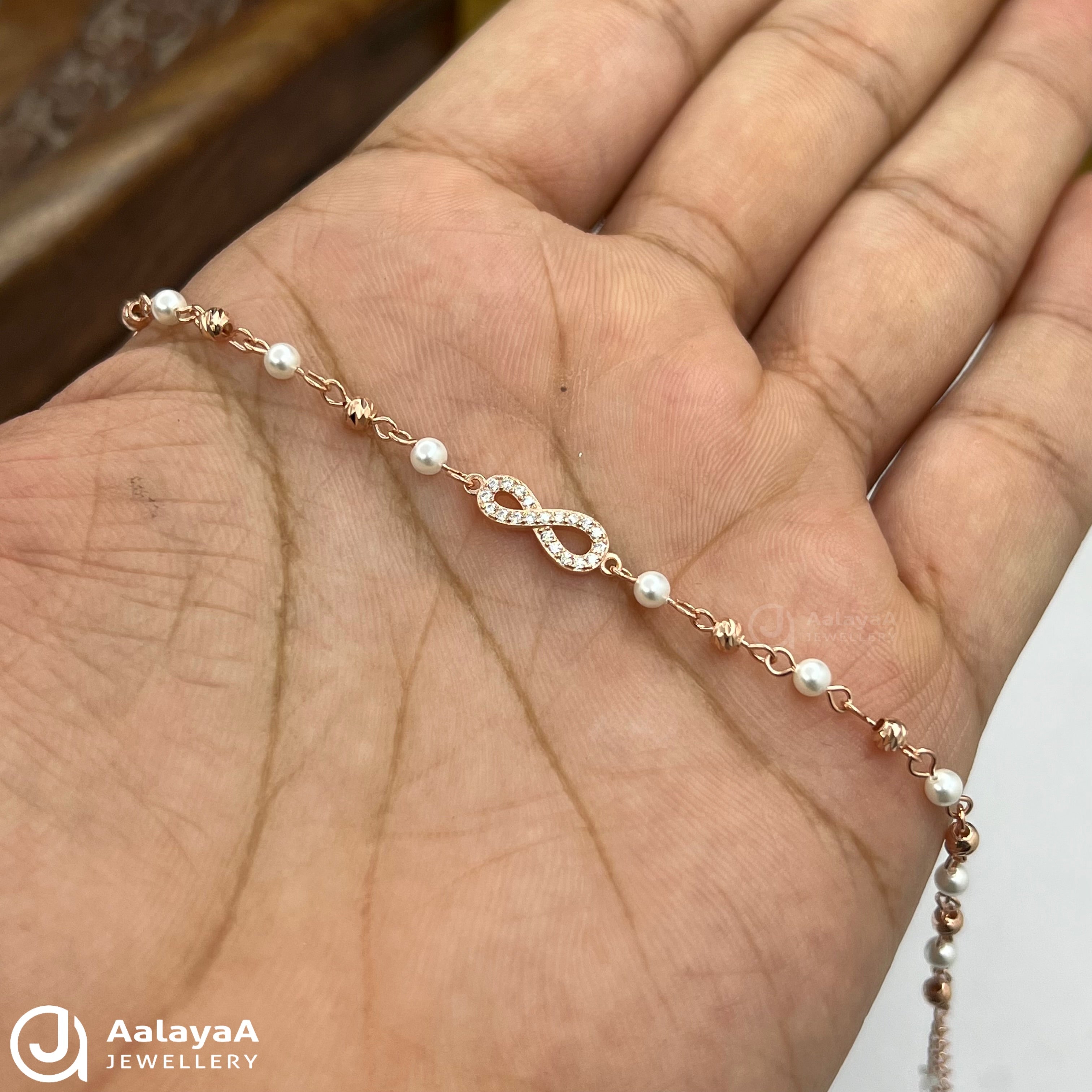 Silver Rosegold Infinity Pearl Bracelet