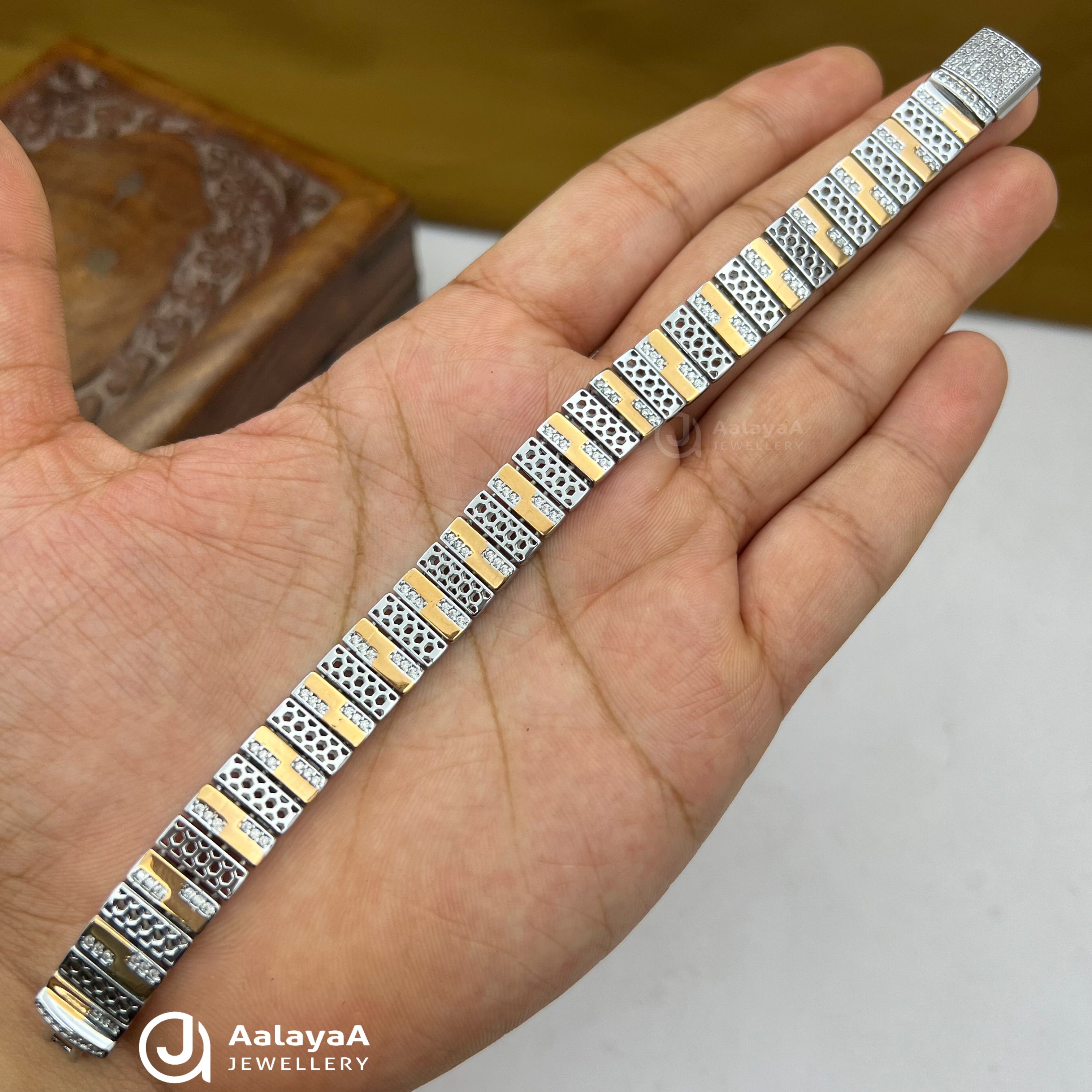 Silver Dual Tone CZ Bracelet with Stone