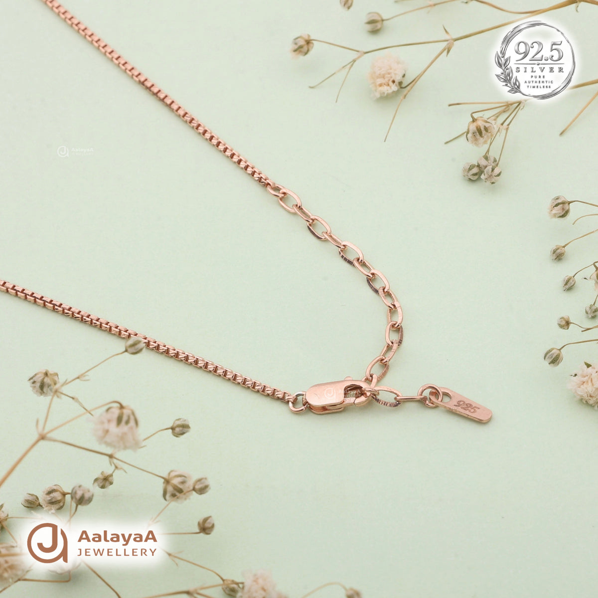 Silver Rosegold Floral Chain Pendant