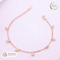 Silver Rosegold Leaf Crystal Charm Bracelet
