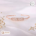 Silver Rosegold Crystal Leaf Kada