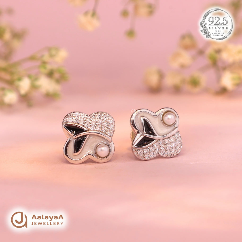 Silver Pearl Butterfly Earring