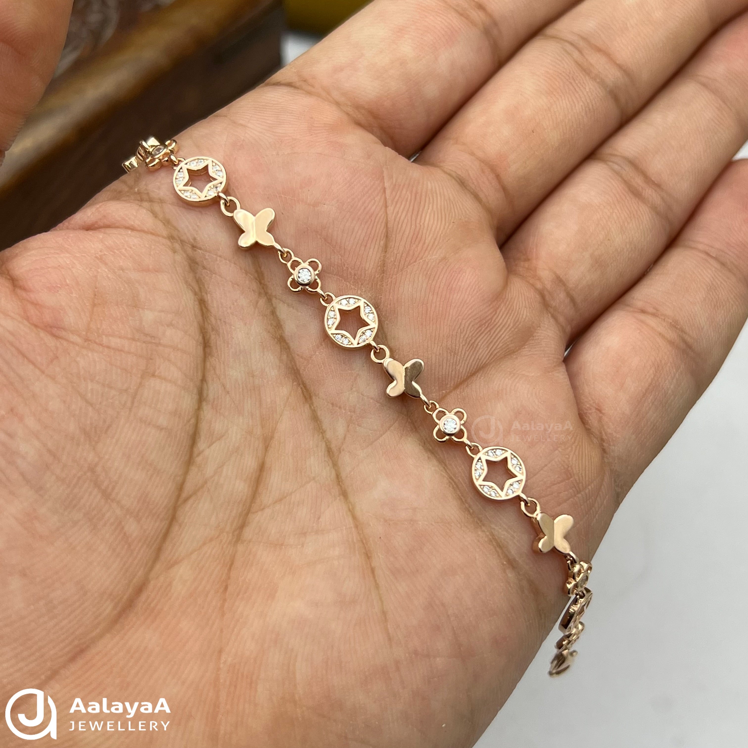 Silver Rosegold Star with Butterfly Bracelet