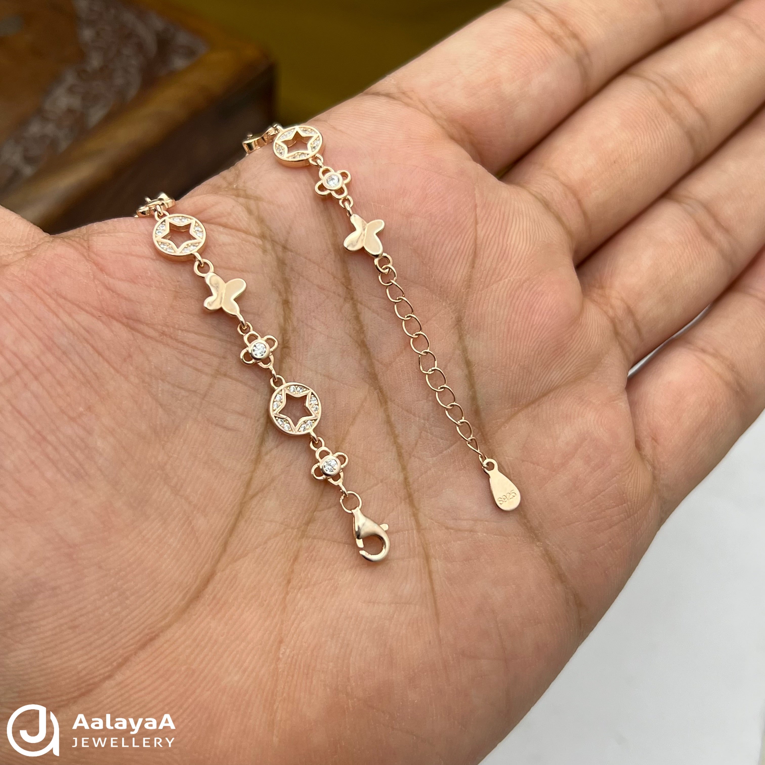 Silver Rosegold Star with Butterfly Bracelet
