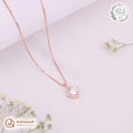 Silver RoseGold Solitaire Halo Chain Pendant