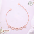Silver Rosegold Five Hearts Bracelet