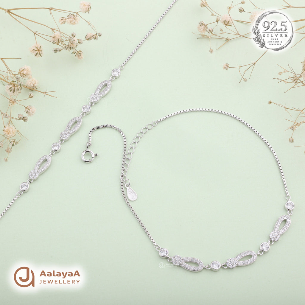 Silver Crystal Infinity Loop Anklet