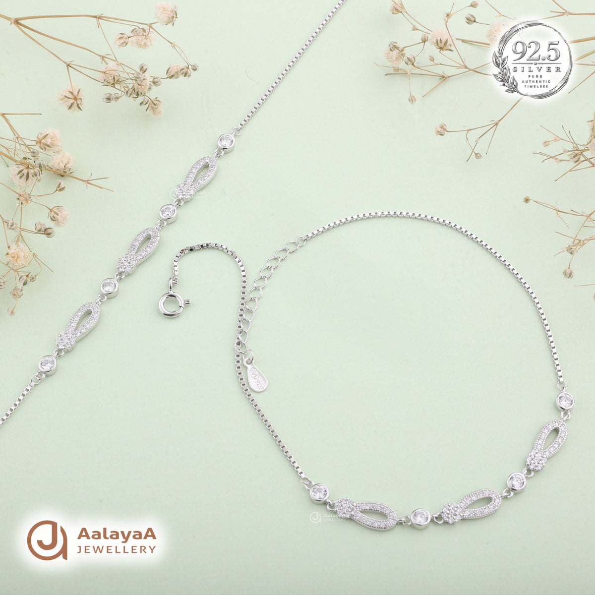 Silver Crystal Infinity Loop Anklet