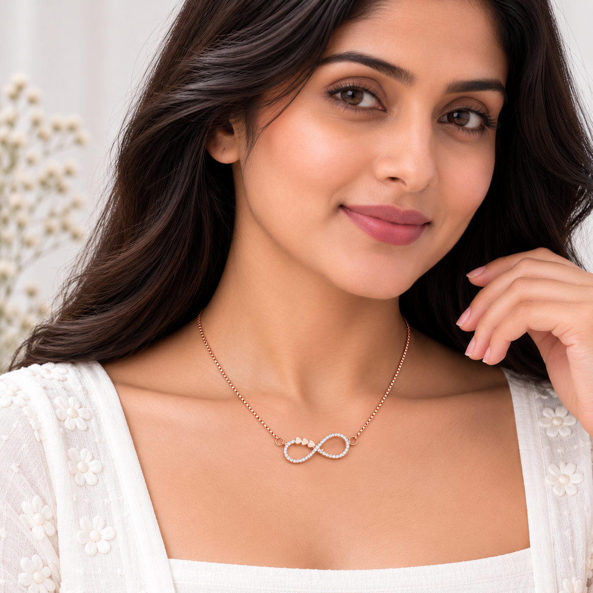 Silver Rosegold Three Hearts Forever Chain Pendant