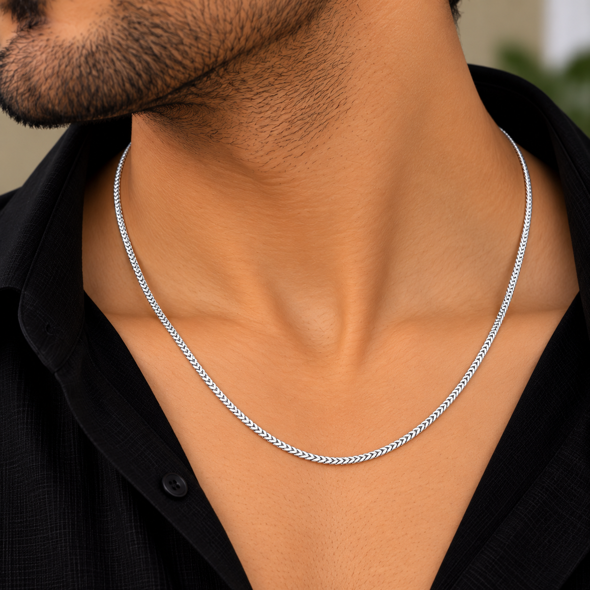 Arrow Edge Silver Men's Chain