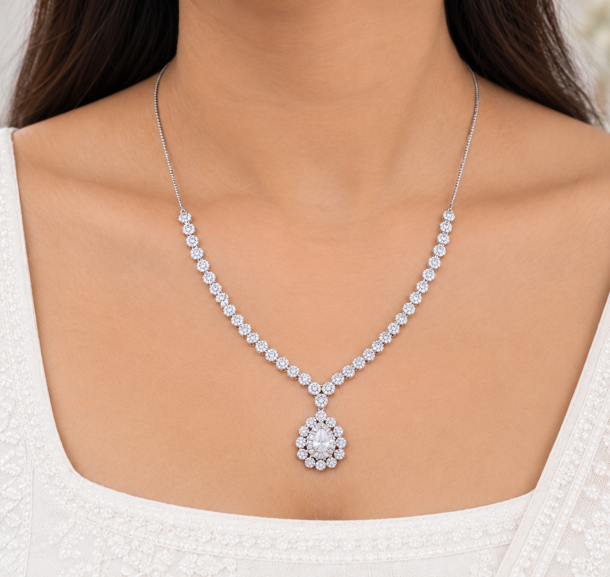 Silver Celestial Radiance Necklace Set