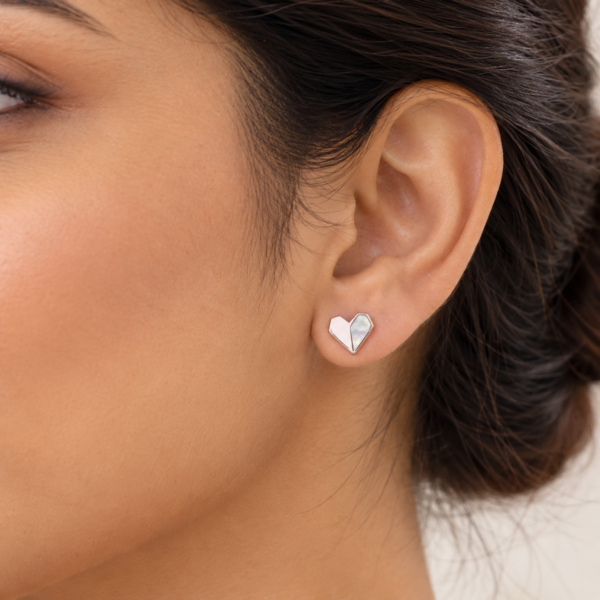 Silver Geometric Heart Earring