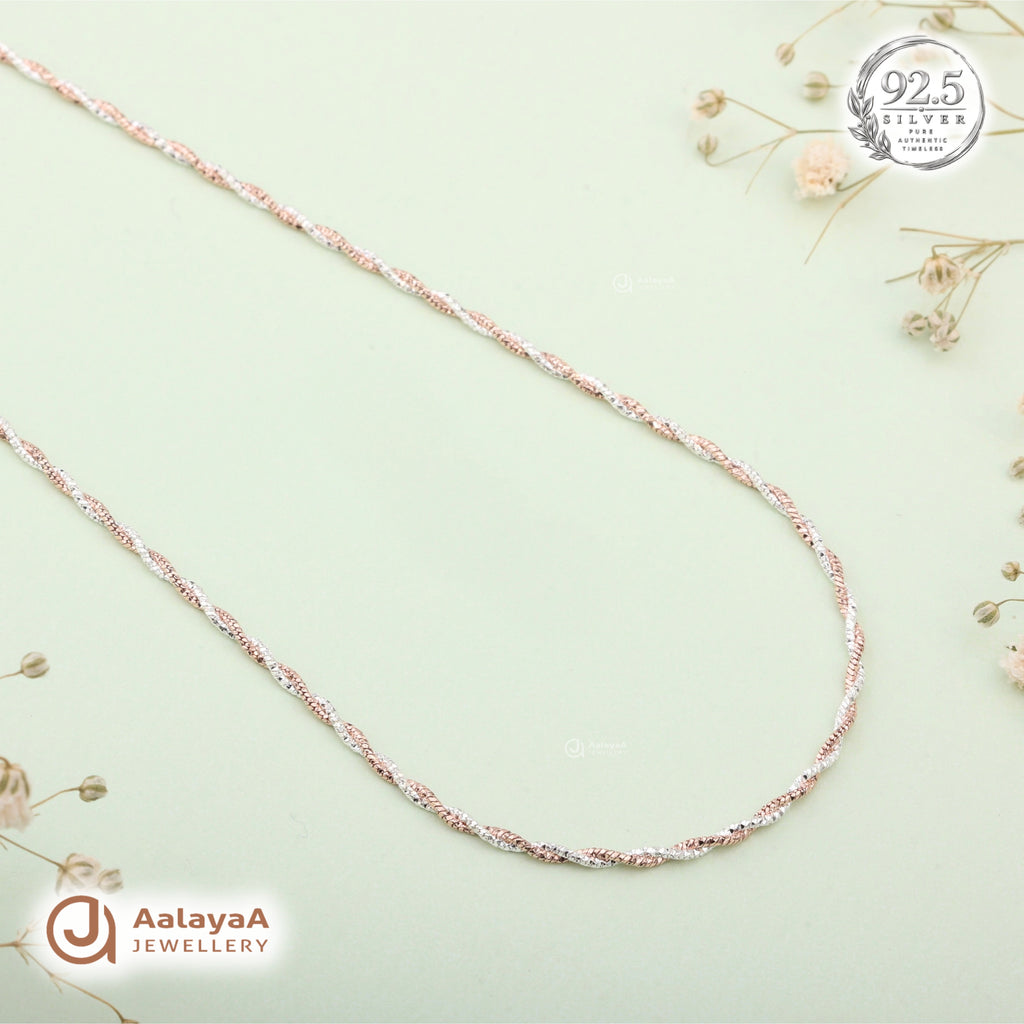 Silver Rosegold Delicate Twisted Chain
