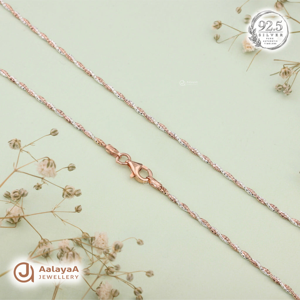 Silver Rosegold Delicate Twisted Chain
