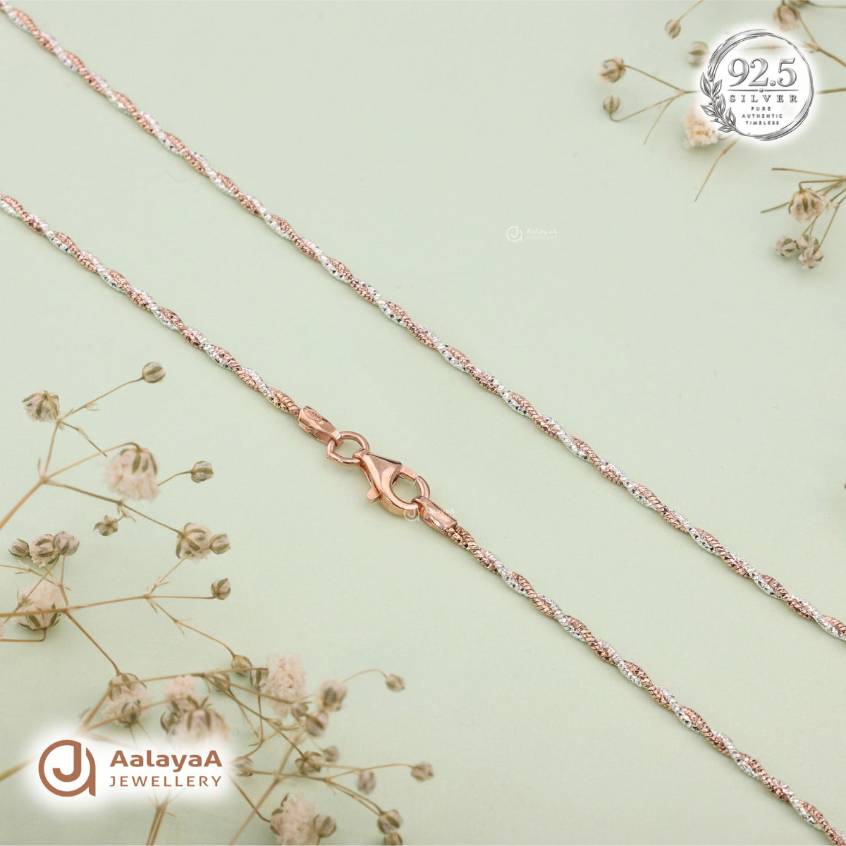 Silver Rosegold Delicate Twisted Chain
