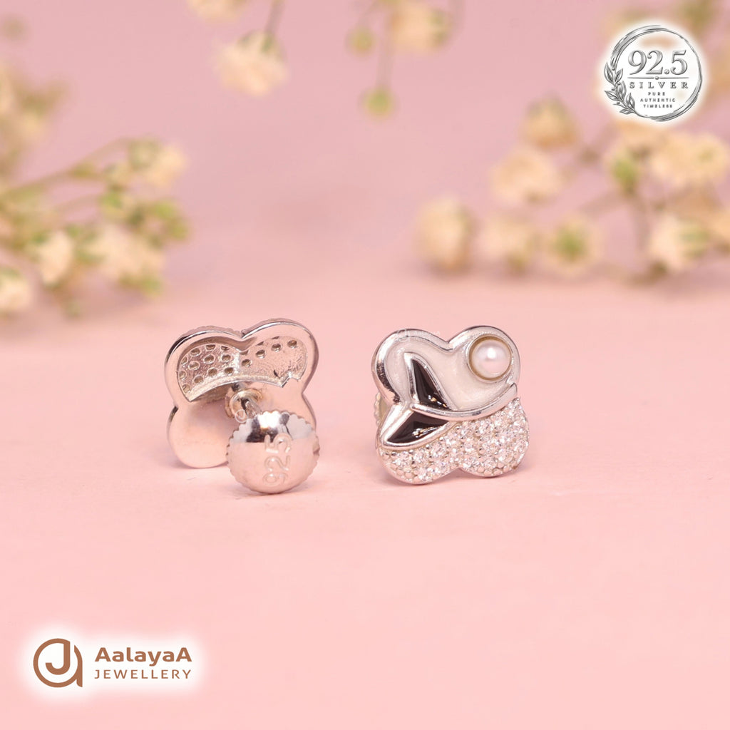 Silver Pearl Butterfly Earring